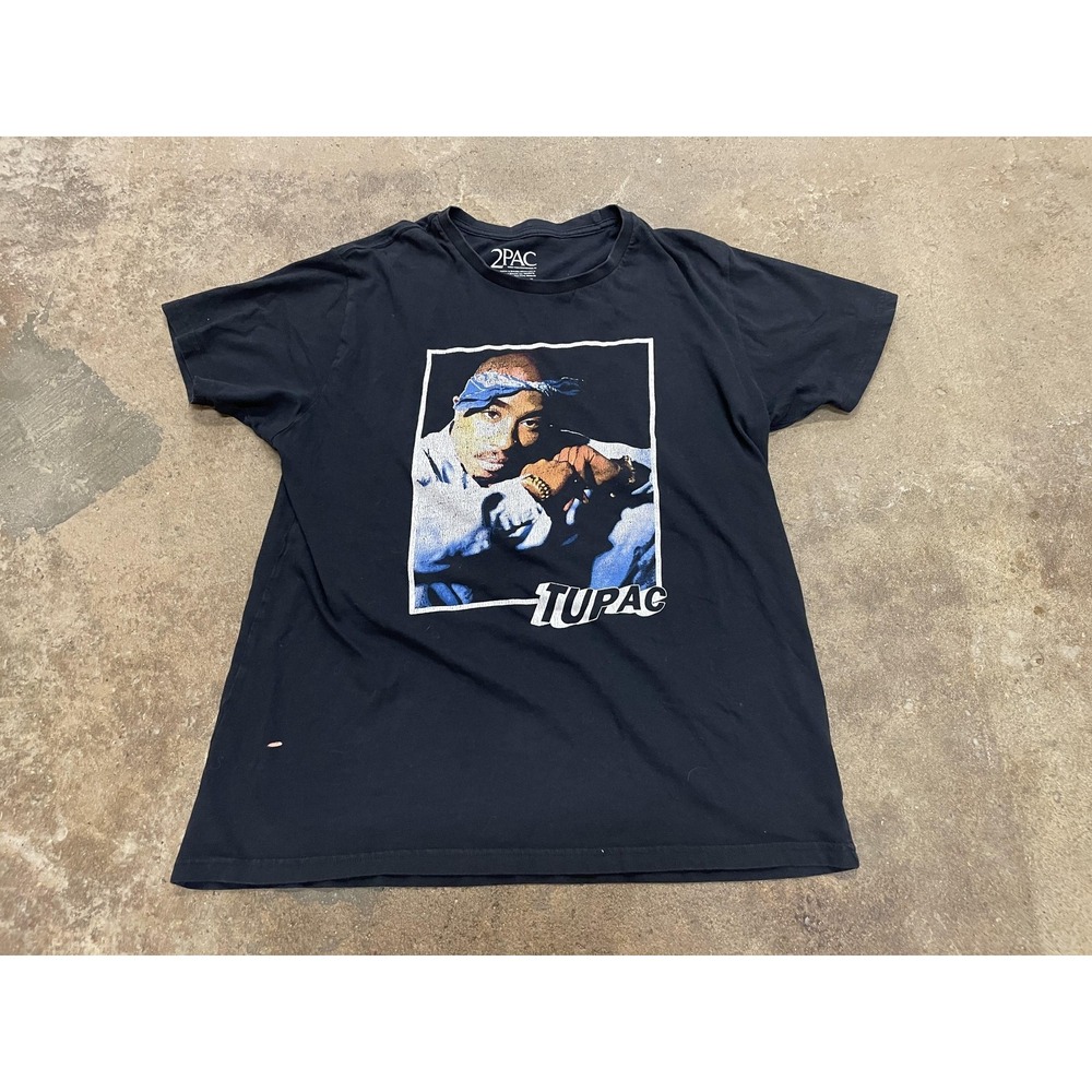 2PAC T-Shirt Mens Medium Black Short Sleeve Tupac Graphic‎ Hip Hop Rap Tee